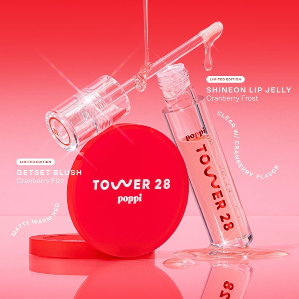 Tower 28 Poppi Fizz & Frost Set in Festive Red - Picture 2 of 7
